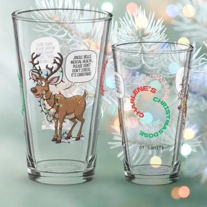 Shop our premium jingle bells mental health christmas pint glass from MySisterIsASurvivor.