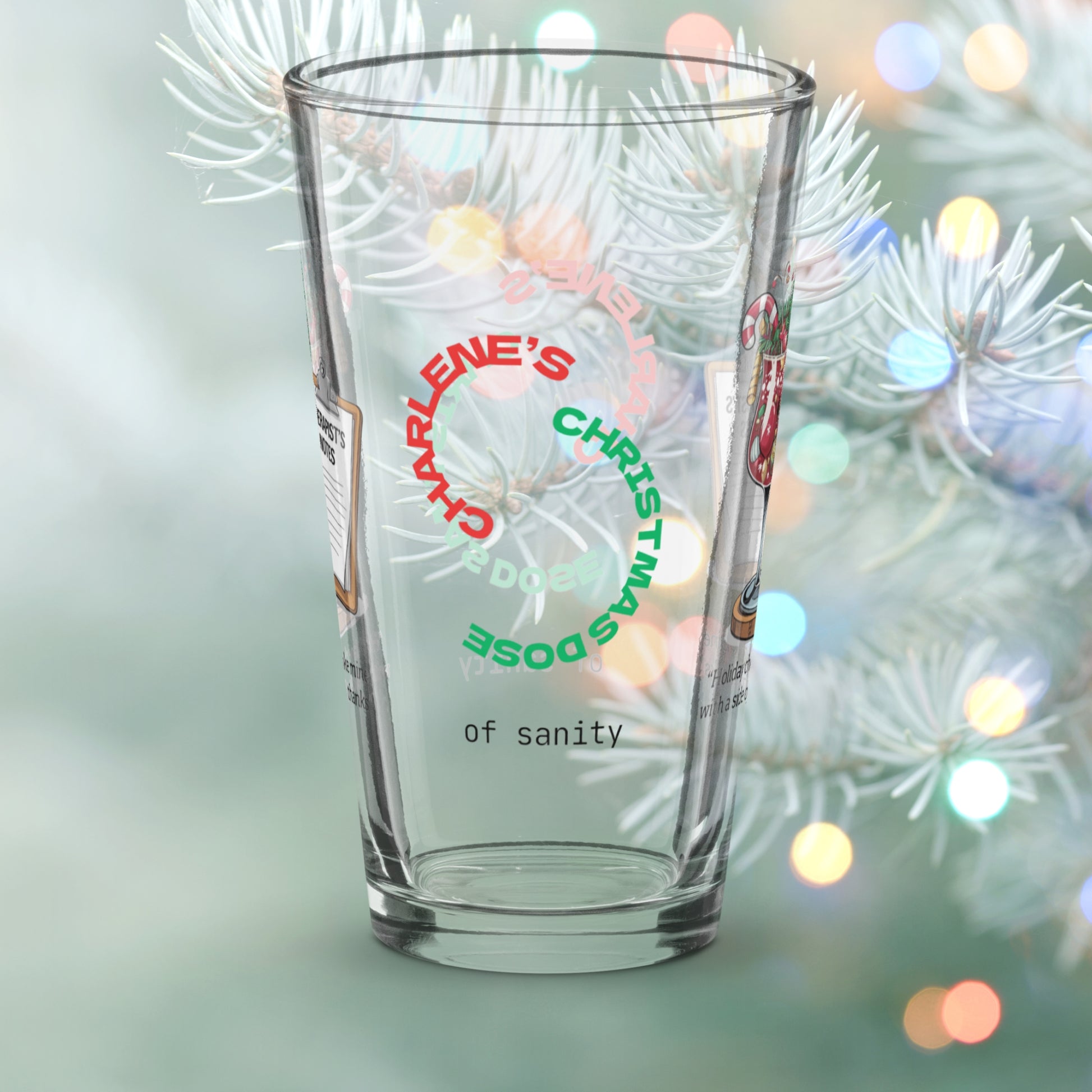 Holiday Cheer? I'll Take Mine With A Side Of Therapy, Thanks - Mental health holiday pint glass