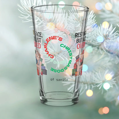 Shop our premium resting grinch face christmas pint glass from MySisterIsASurvivor.