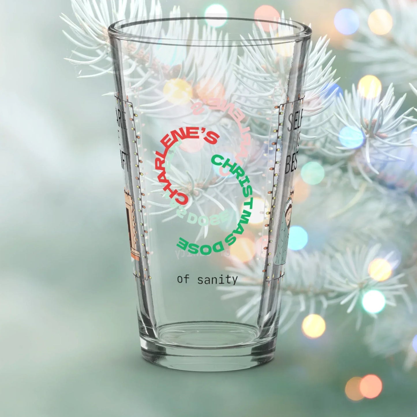 Shop our premium self care is the best gift christmas pint glass 1 from MySisterIsASurvivor.