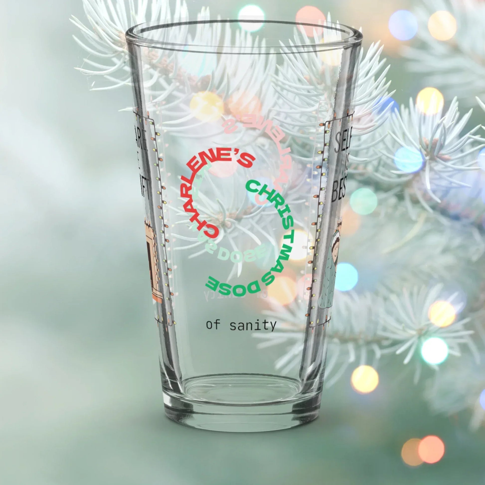 Shop our premium self care is the best gift christmas pint glass 1 from MySisterIsASurvivor.
