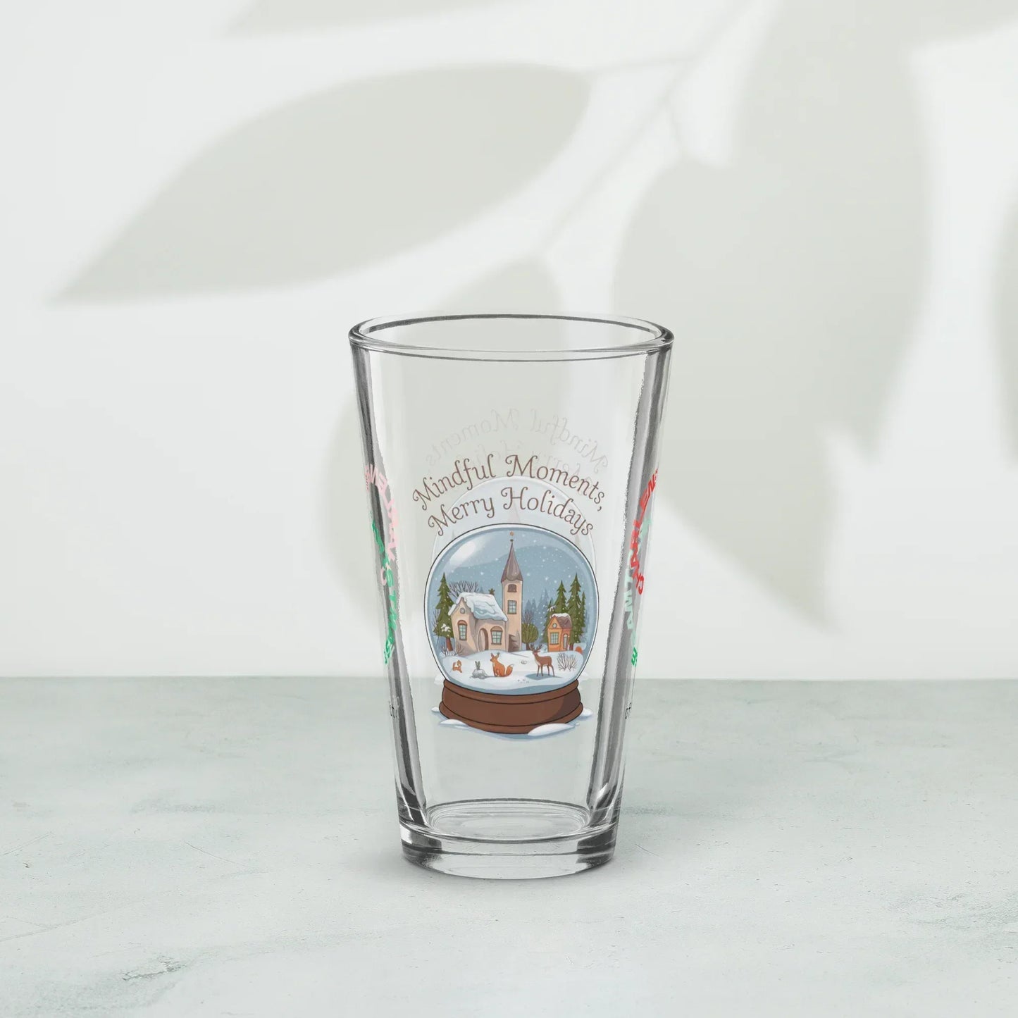 Shop our premium mindful moments merry holidays christmas pint glass 1 from MySisterIsASurvivor.