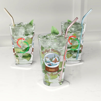 Shop our premium mindful moments merry christmas pint glass from MySisterIsASurvivor.