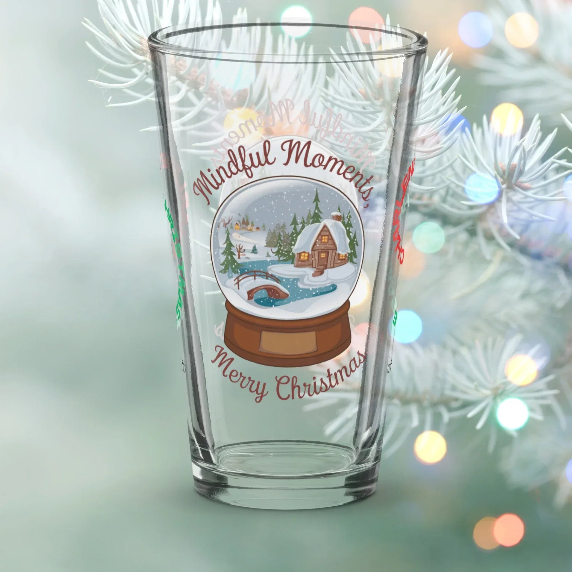 Shop our mindful moments merry christmas pint glass featuring the 16oz style option from MySisterIsASurvivor.