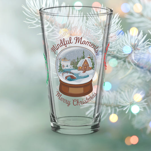 Mindful Moments, Merry Christmas - Christmas mental health pint glass, self-care holiday gift