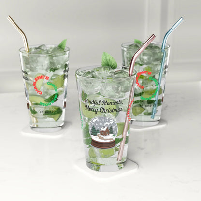 Shop our premium mindful moments merry christmas pint glass 1 from MySisterIsASurvivor.