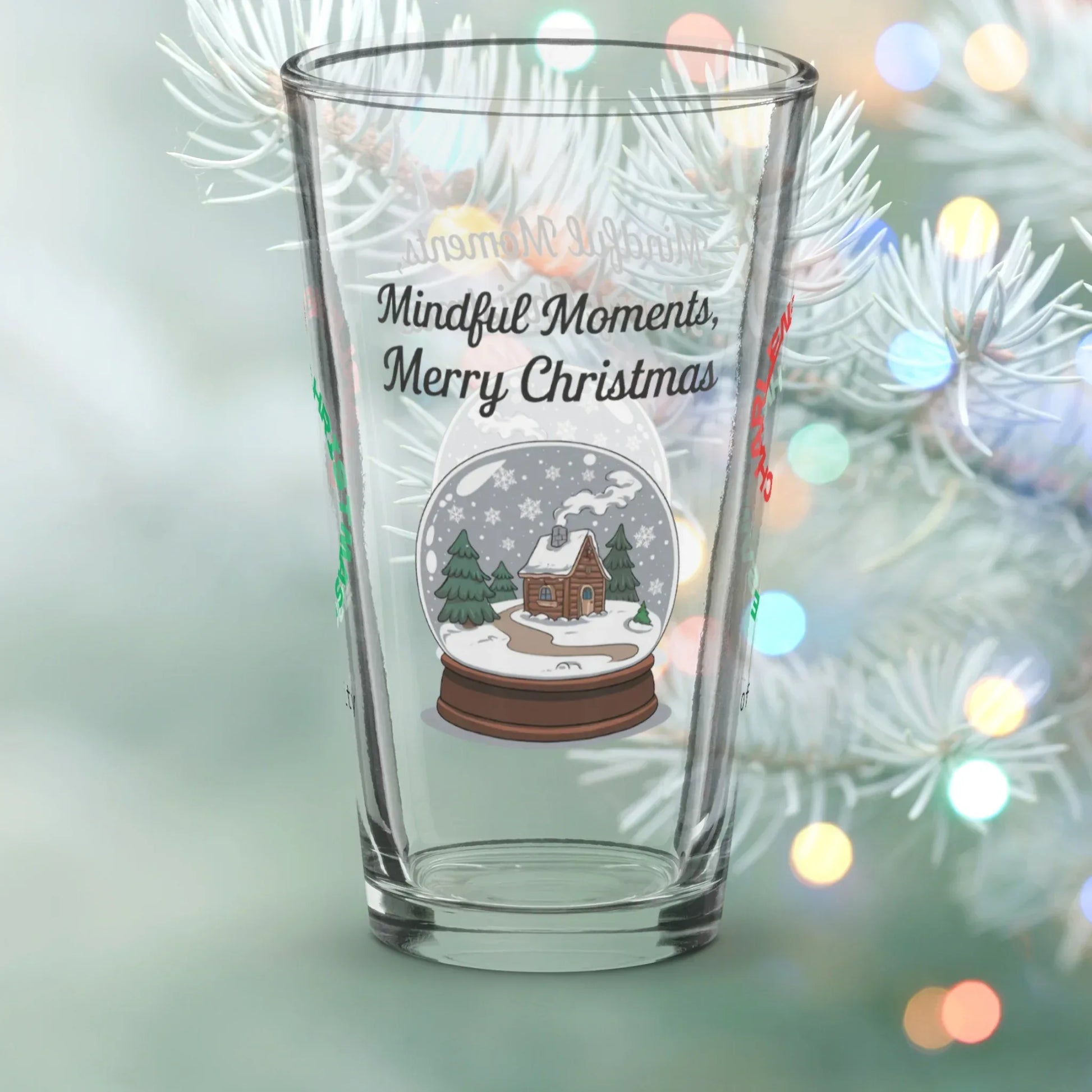 Shop our mindful moments merry christmas pint glass 1 featuring the 16oz style option from MySisterIsASurvivor.