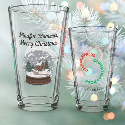 Shop our premium mindful moments merry christmas pint glass 1 from MySisterIsASurvivor.
