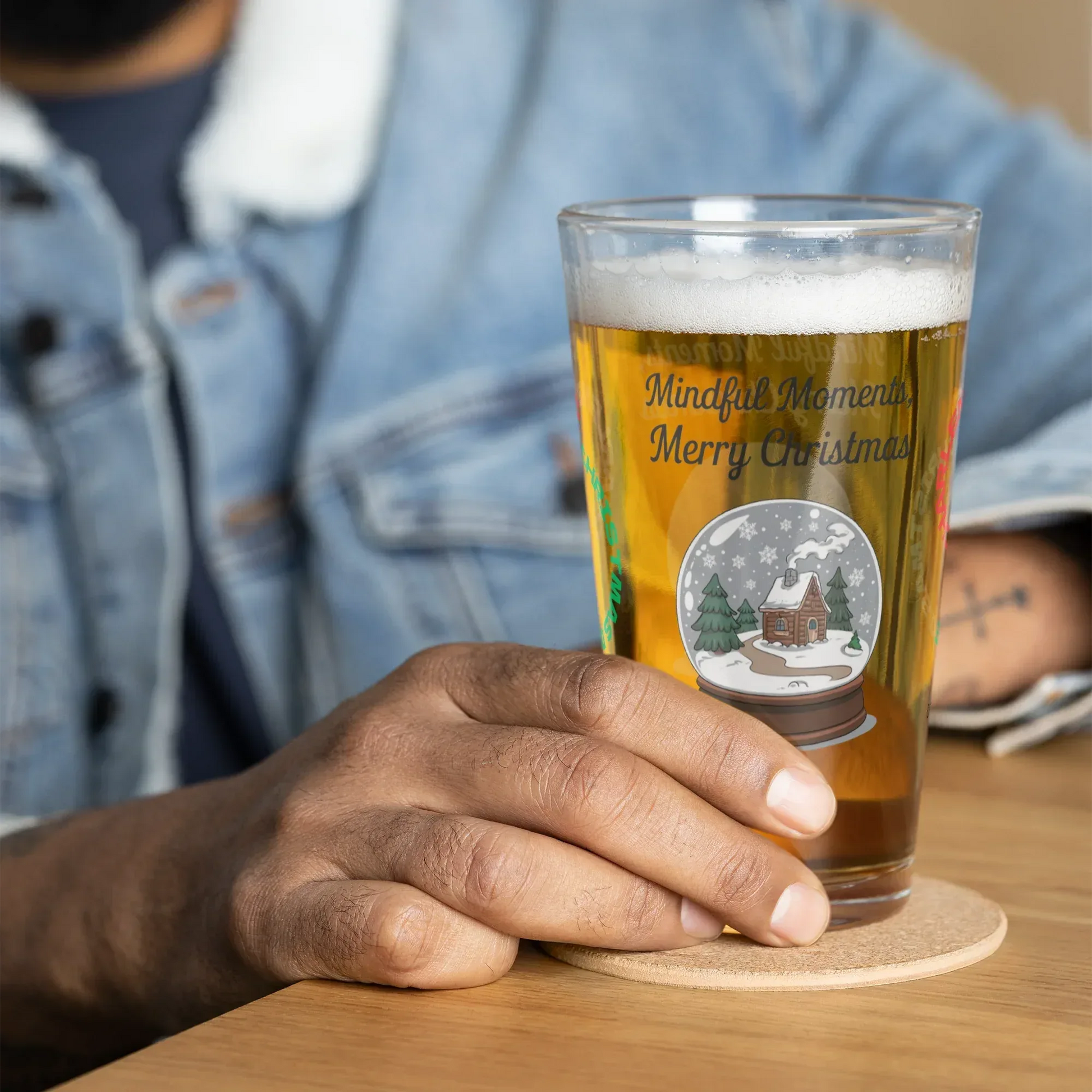 Shop our premium mindful moments merry christmas pint glass 1 from MySisterIsASurvivor.