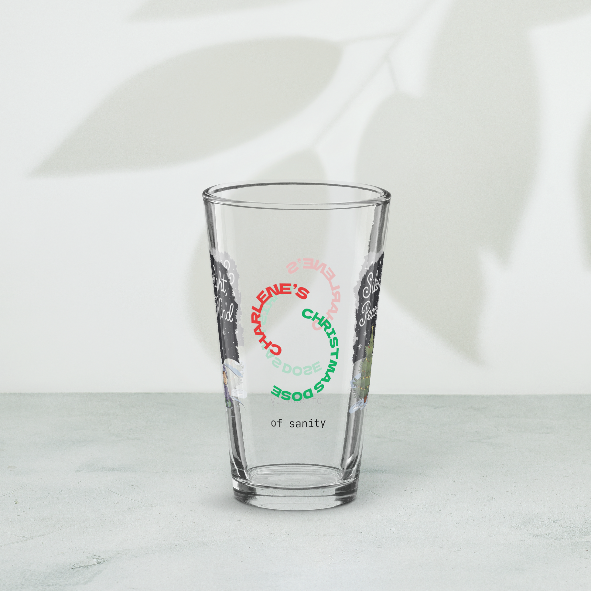 Silent Night, Peaceful Mind - Christmas mental health pint glass, mindfulness holiday gift