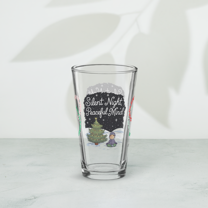Silent Night, Peaceful Mind - Christmas mental health pint glass, mindfulness holiday gift