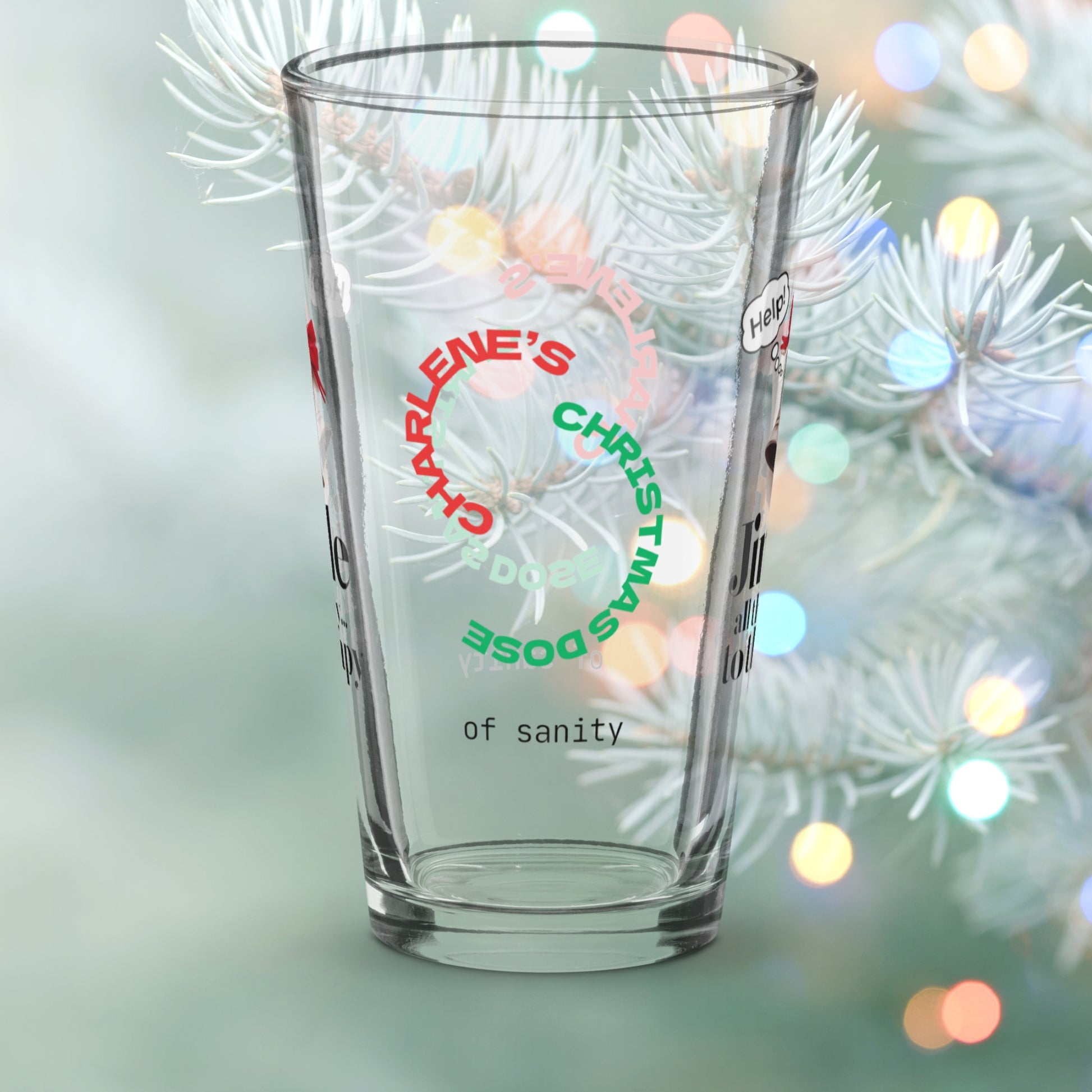 Jingle All The Way… To Therapy - Holiday mental health Christmas pint glass for self-care