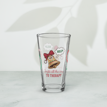 Jingle All The Way To Therapy - Funny holiday mindfulness Christmas pint glass gift