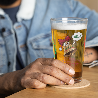 Jingle All The Way To Therapy - Funny holiday mindfulness Christmas pint glass gift