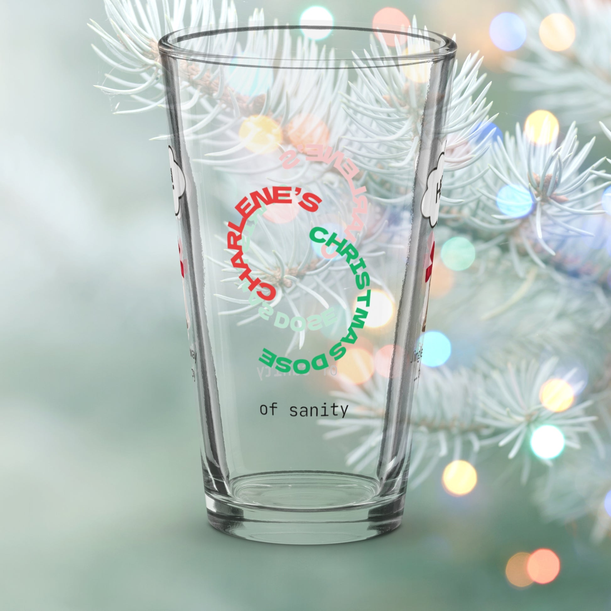 Jingle All The Way To Therapy - Christmas mental health pint glass, self-care holiday gift