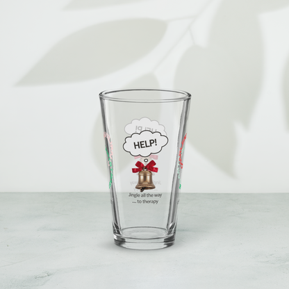 Jingle All The Way To Therapy - Christmas mental health pint glass, self-care holiday gift