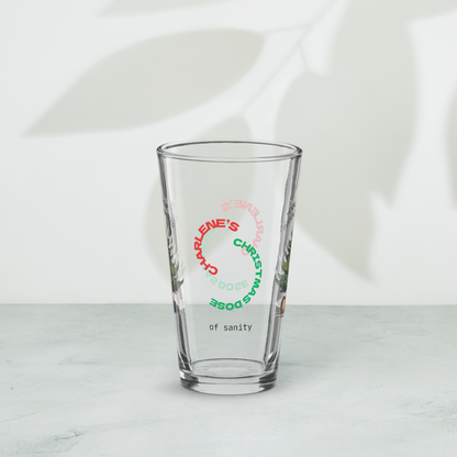 Mentally Festive, Physically Exhausted - Funny holiday Christmas pint glass, mental health gift