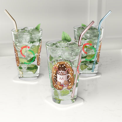 Cozy Up And Care For You - Holiday mindfulness Christmas pint glass for self-care