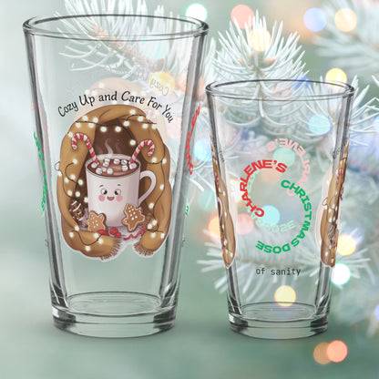 Cozy Up And Care For You - Holiday mindfulness Christmas pint glass for self-care