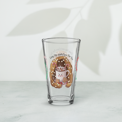 Cozy Up And Care For You - Holiday mindfulness Christmas pint glass for self-care
