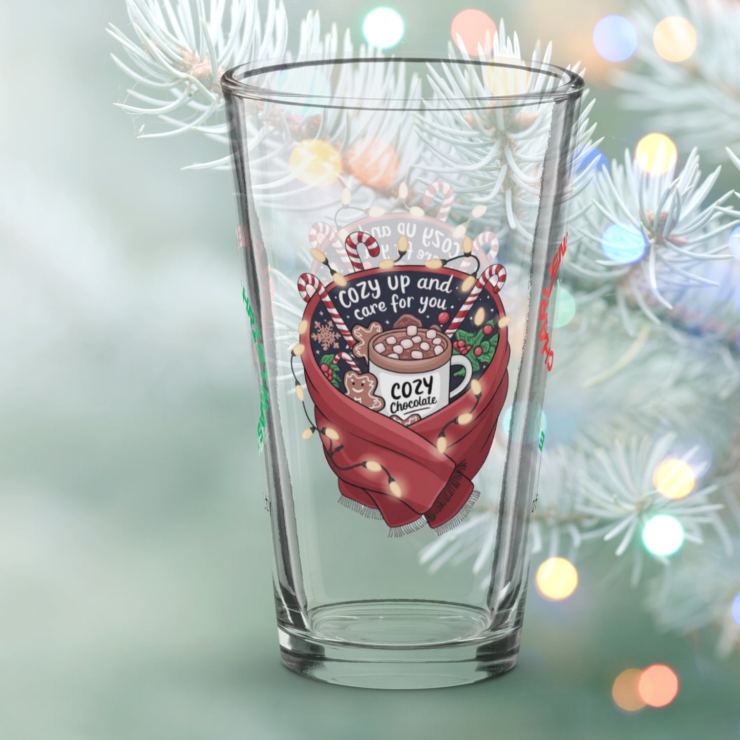 Cozy Up And Care For You - Funny Christmas mental health pint glass gift idea