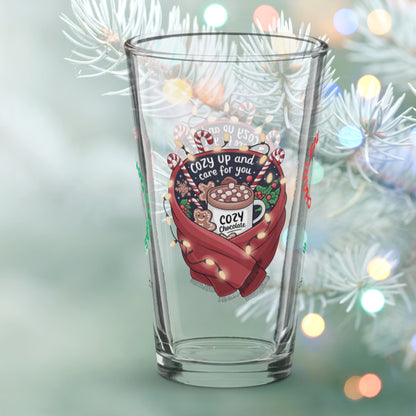 Cozy Up And Care For You - Funny Christmas mental health pint glass gift idea