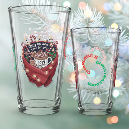 Cozy Up And Care For You - Funny Christmas mental health pint glass gift idea