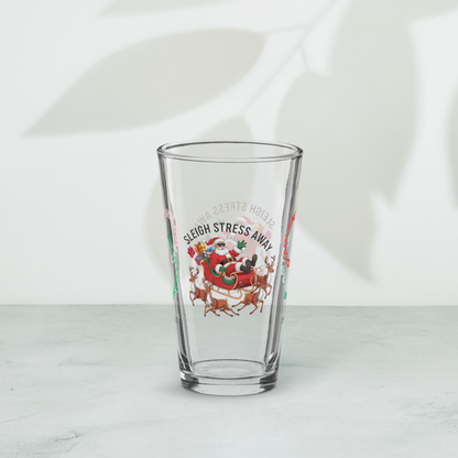 Sleigh Stress Away - Christmas mental health pint glass, mindfulness holiday gift idea