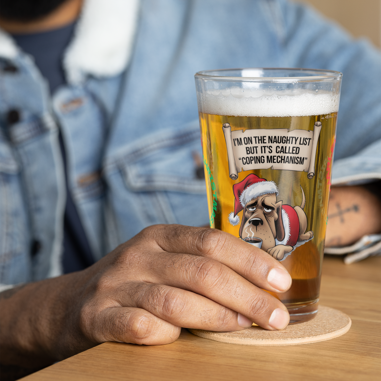 I'm On The Naughty List, But It's Called Coping Mechanism - Christmas self-care pint glass