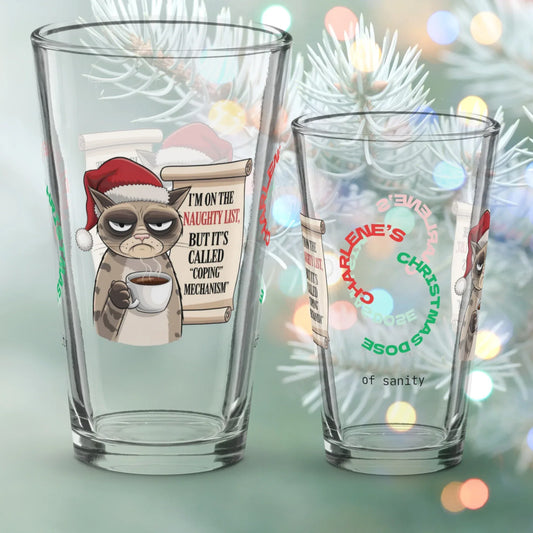 Shop our premium im on the naughty list christmas pint glass 4 from MySisterIsASurvivor.