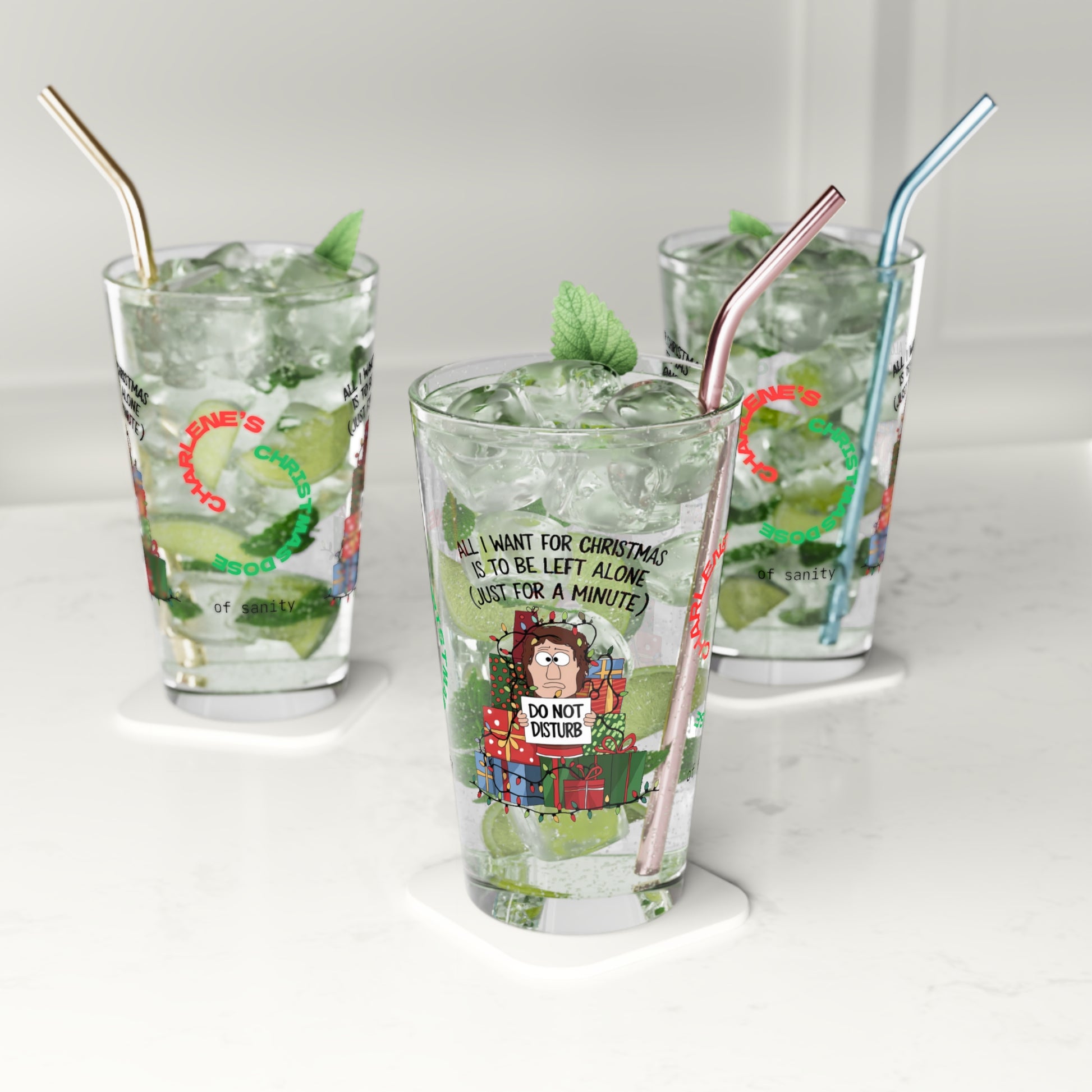 All I Want For Christmas Is To Be Left Alone - Funny Christmas self-care pint glass gift