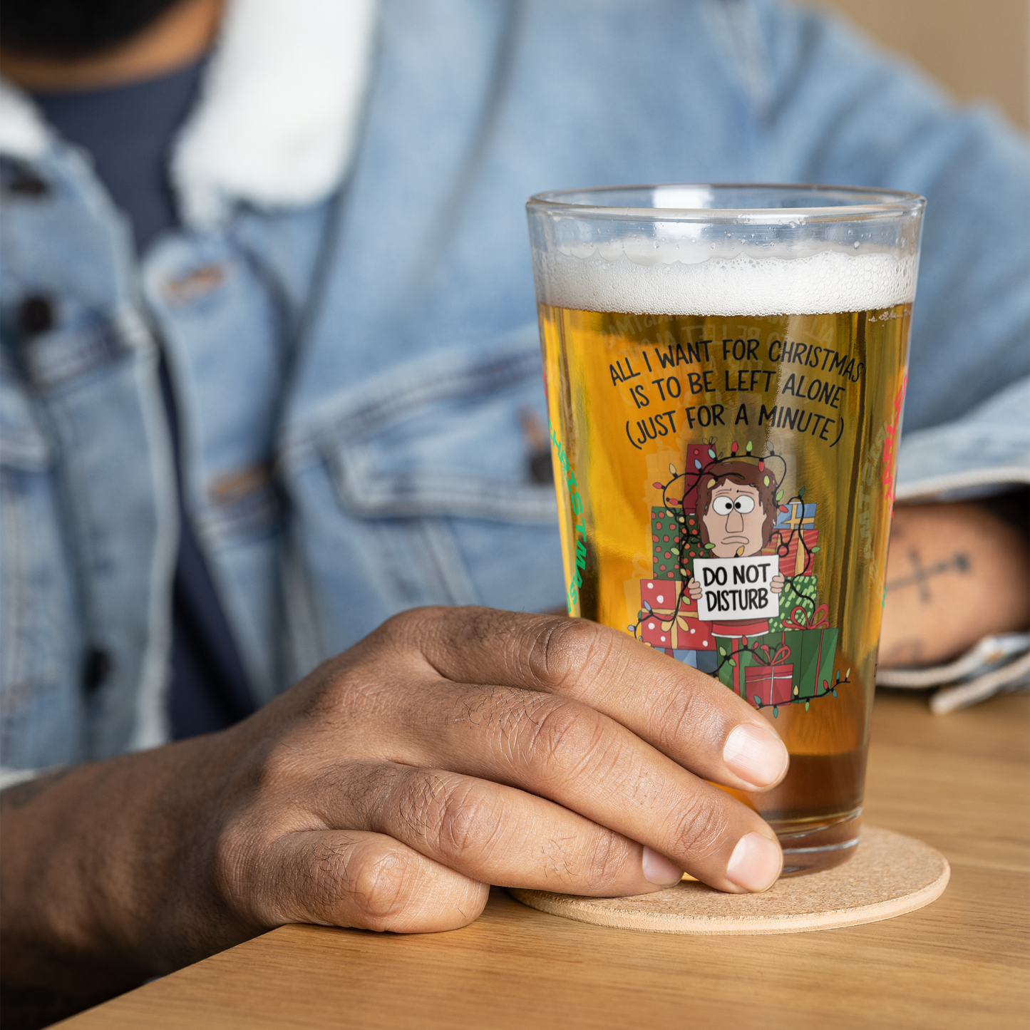 All I Want For Christmas Is To Be Left Alone - Funny Christmas self-care pint glass gift