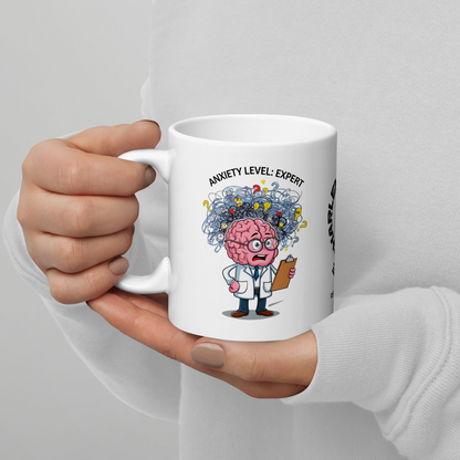 Anxiety Level: Expert funny mug stylish ceramic coffee cup with humorous saying for friends or coworkers