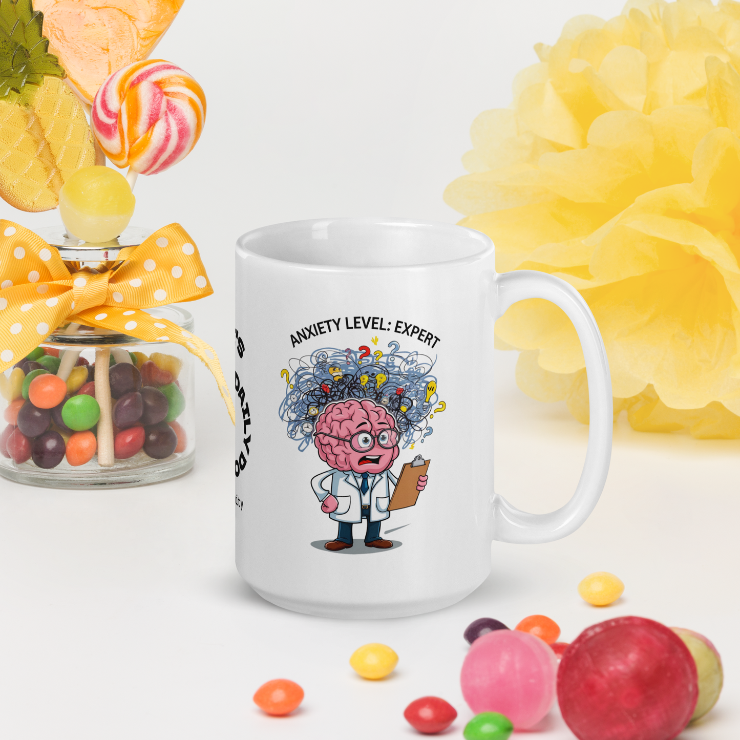 Anxiety Level: Expert funny mug stylish ceramic coffee cup with humorous saying for friends or coworkers