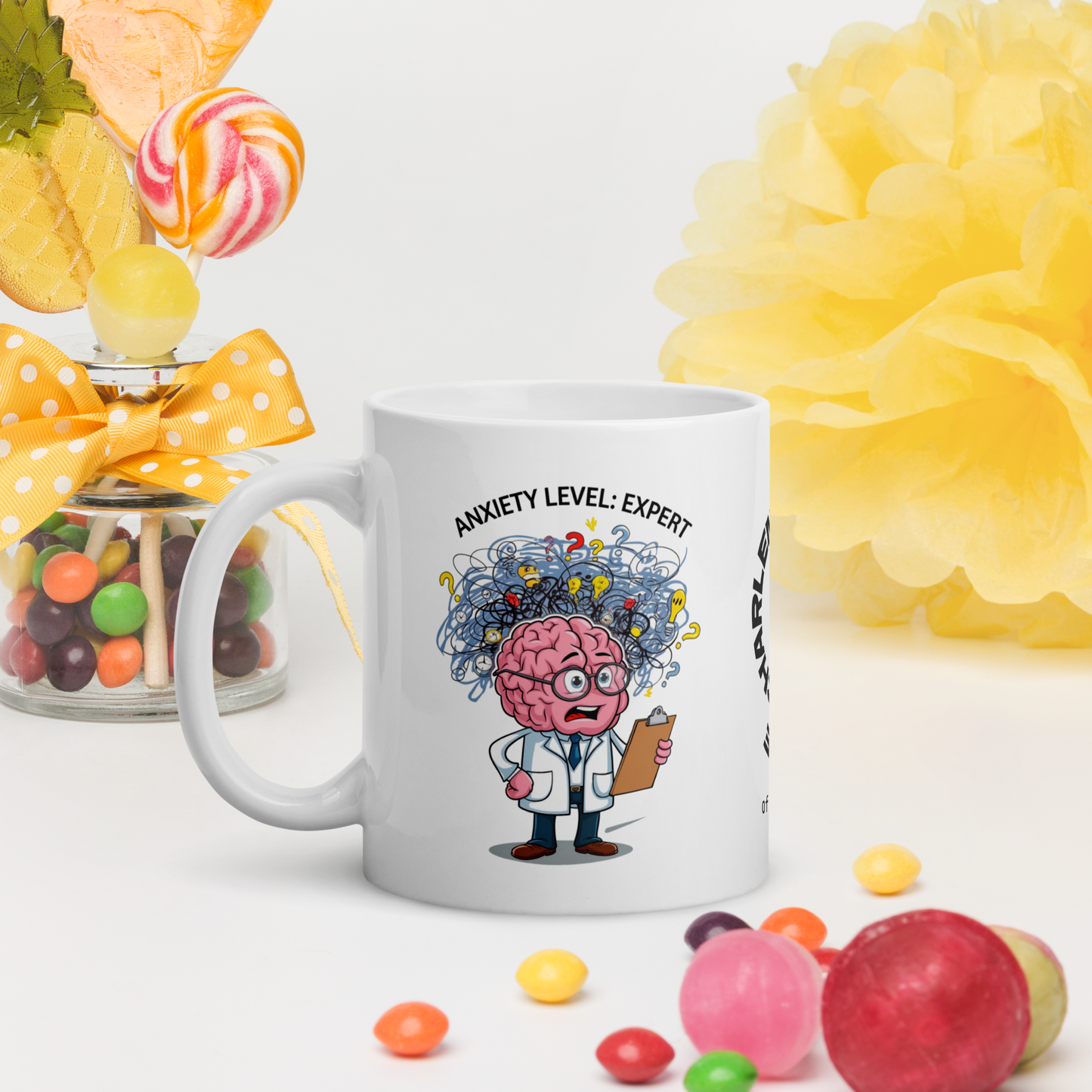 Anxiety Level: Expert funny mug stylish ceramic coffee cup with humorous saying for friends or coworkers