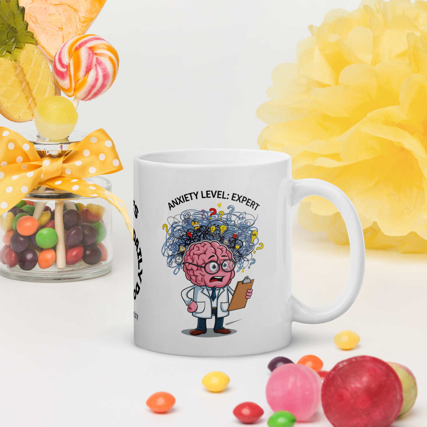 Anxiety Level: Expert funny mug stylish ceramic coffee cup with humorous saying for friends or coworkers