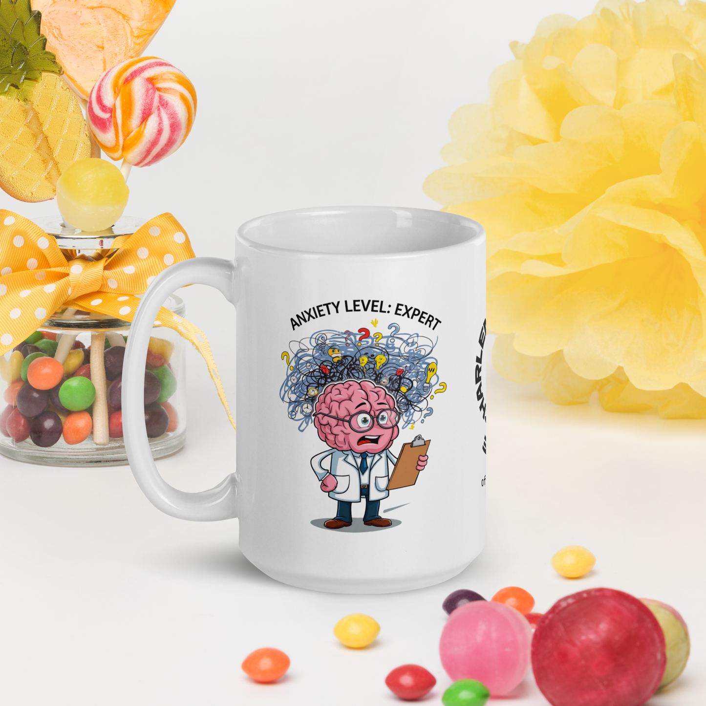 Anxiety Level: Expert funny mug stylish ceramic coffee cup with humorous saying for friends or coworkers