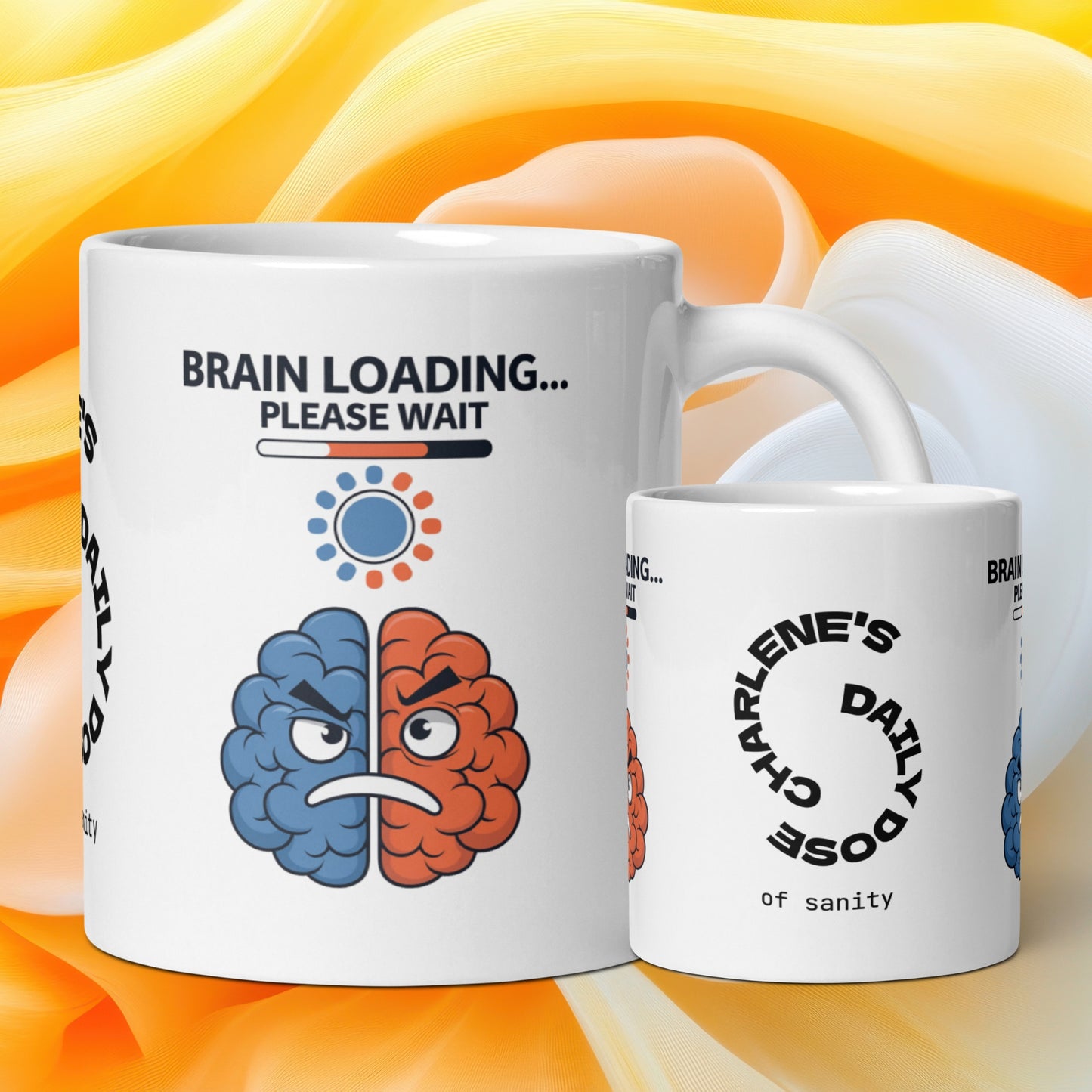 Brain Loading… Please Wait funny mug stylish ceramic coffee cup with fun saying for morning coffee lovers