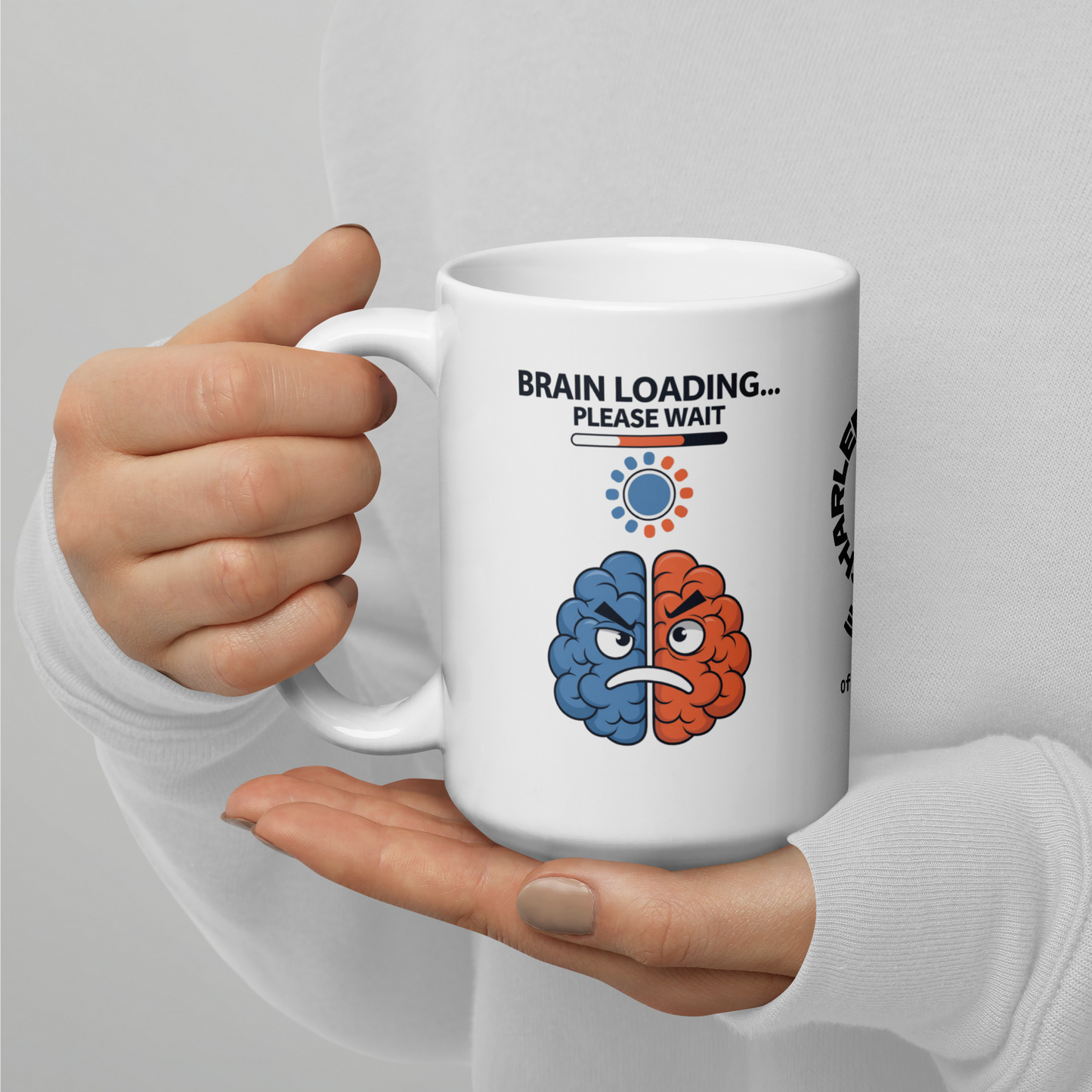 Brain Loading… Please Wait funny mug stylish ceramic coffee cup with fun saying for morning coffee lovers