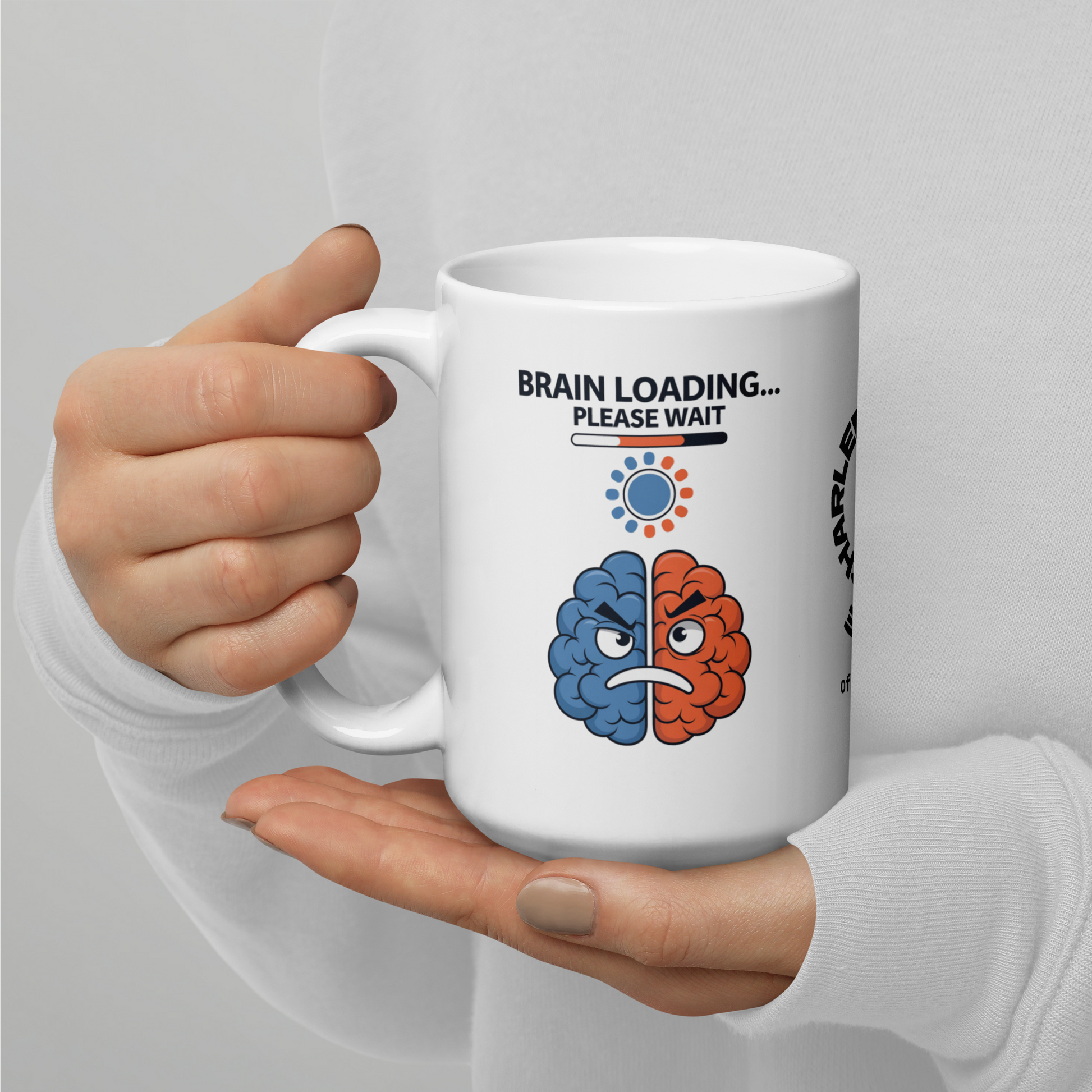 Brain Loading… Please Wait funny mug stylish ceramic coffee cup with fun saying for morning coffee lovers