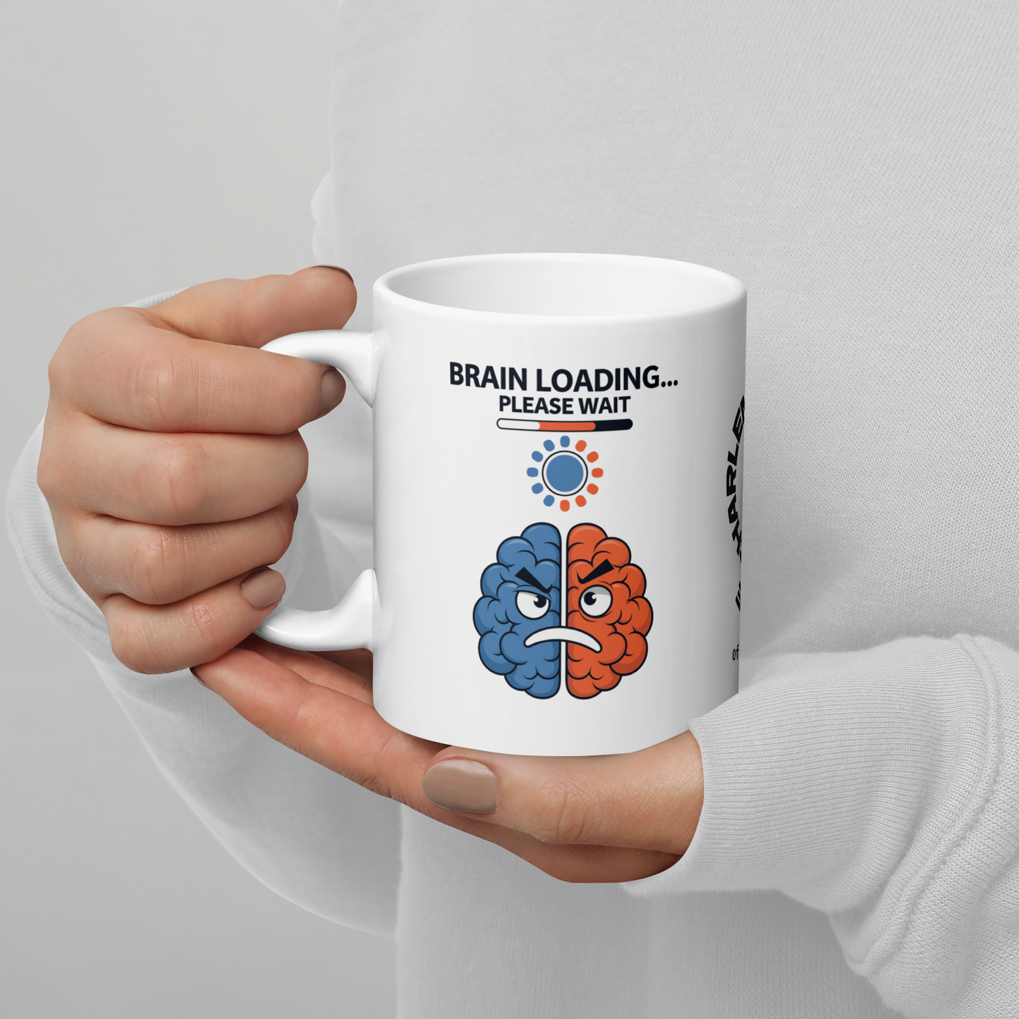 Brain Loading… Please Wait funny mug stylish ceramic coffee cup with fun saying for morning coffee lovers