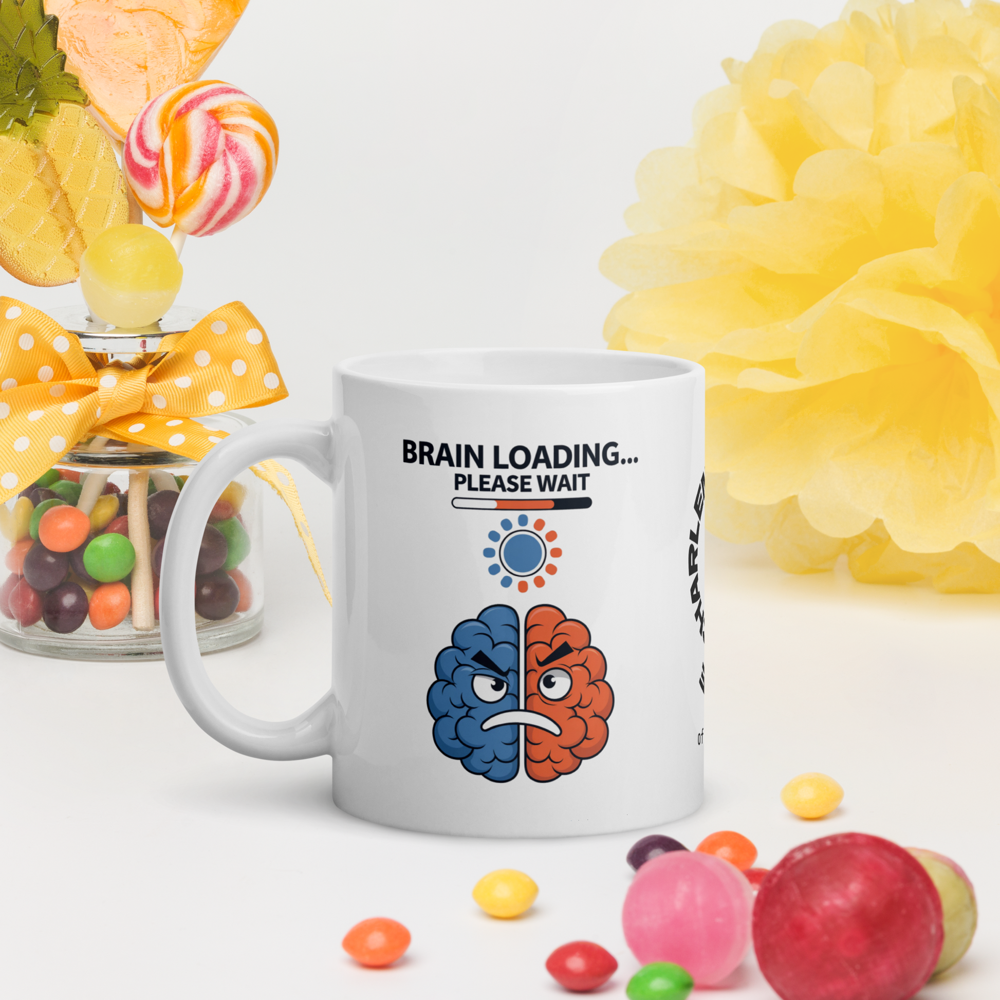 Brain Loading… Please Wait funny mug stylish ceramic coffee cup with fun saying for morning coffee lovers