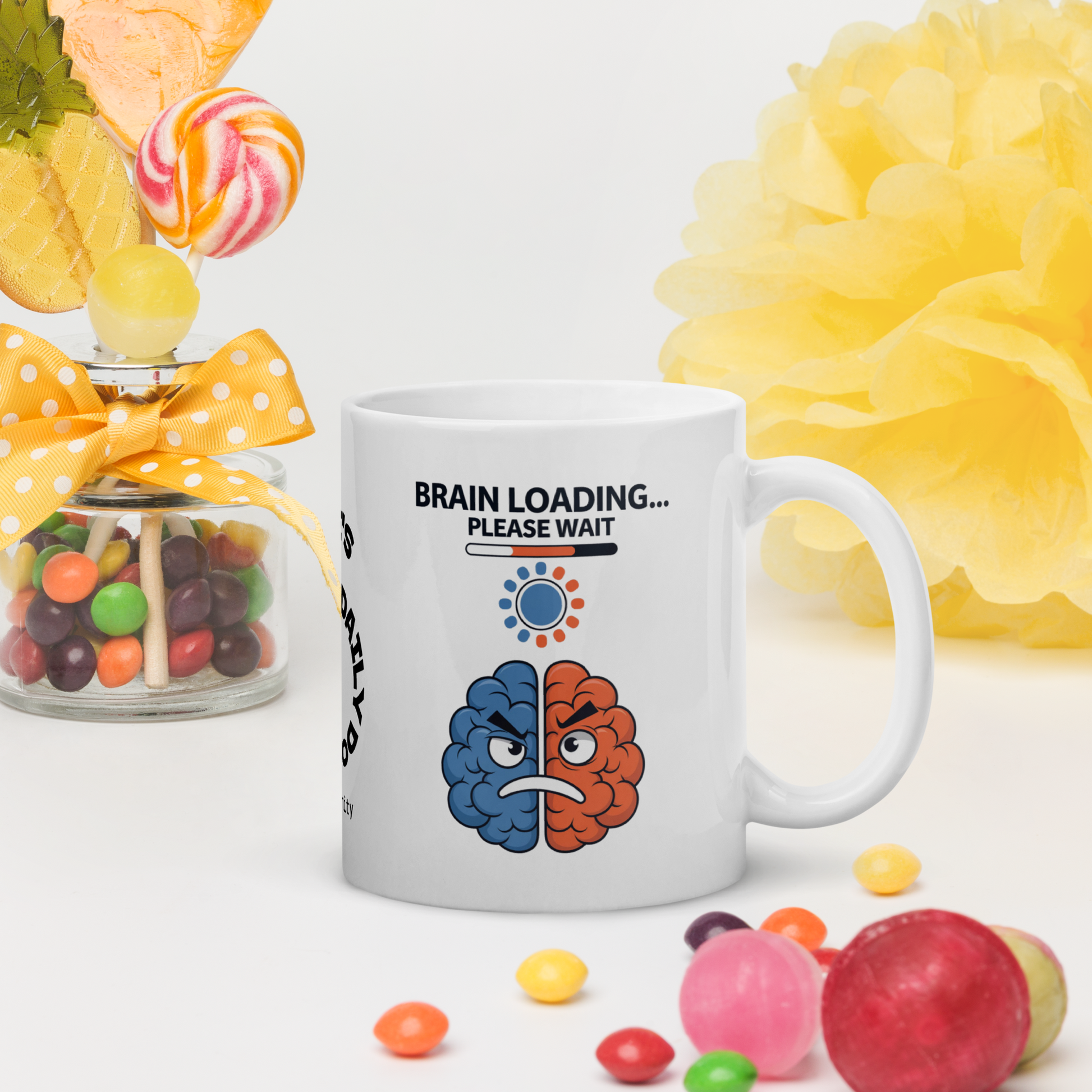 Brain Loading… Please Wait funny mug stylish ceramic coffee cup with fun saying for morning coffee lovers