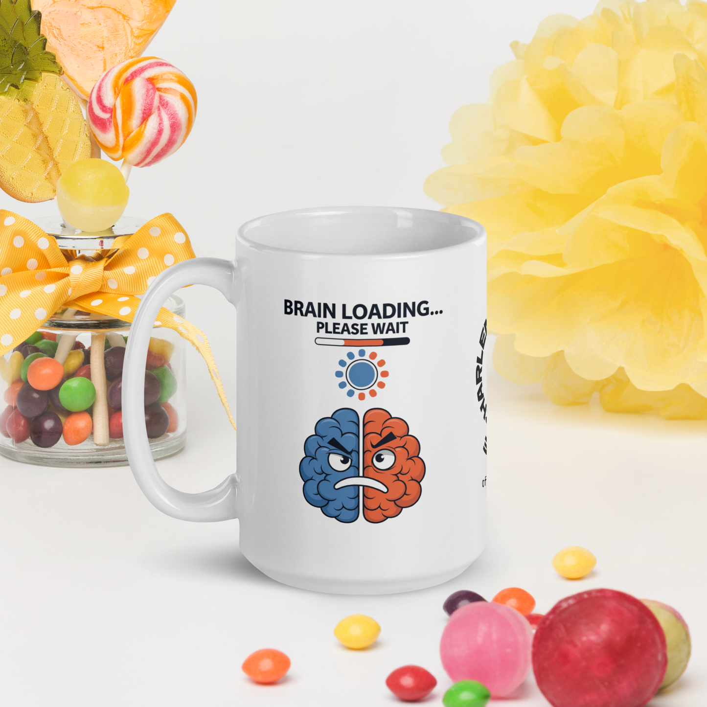 Brain Loading… Please Wait funny mug stylish ceramic coffee cup with fun saying for morning coffee lovers