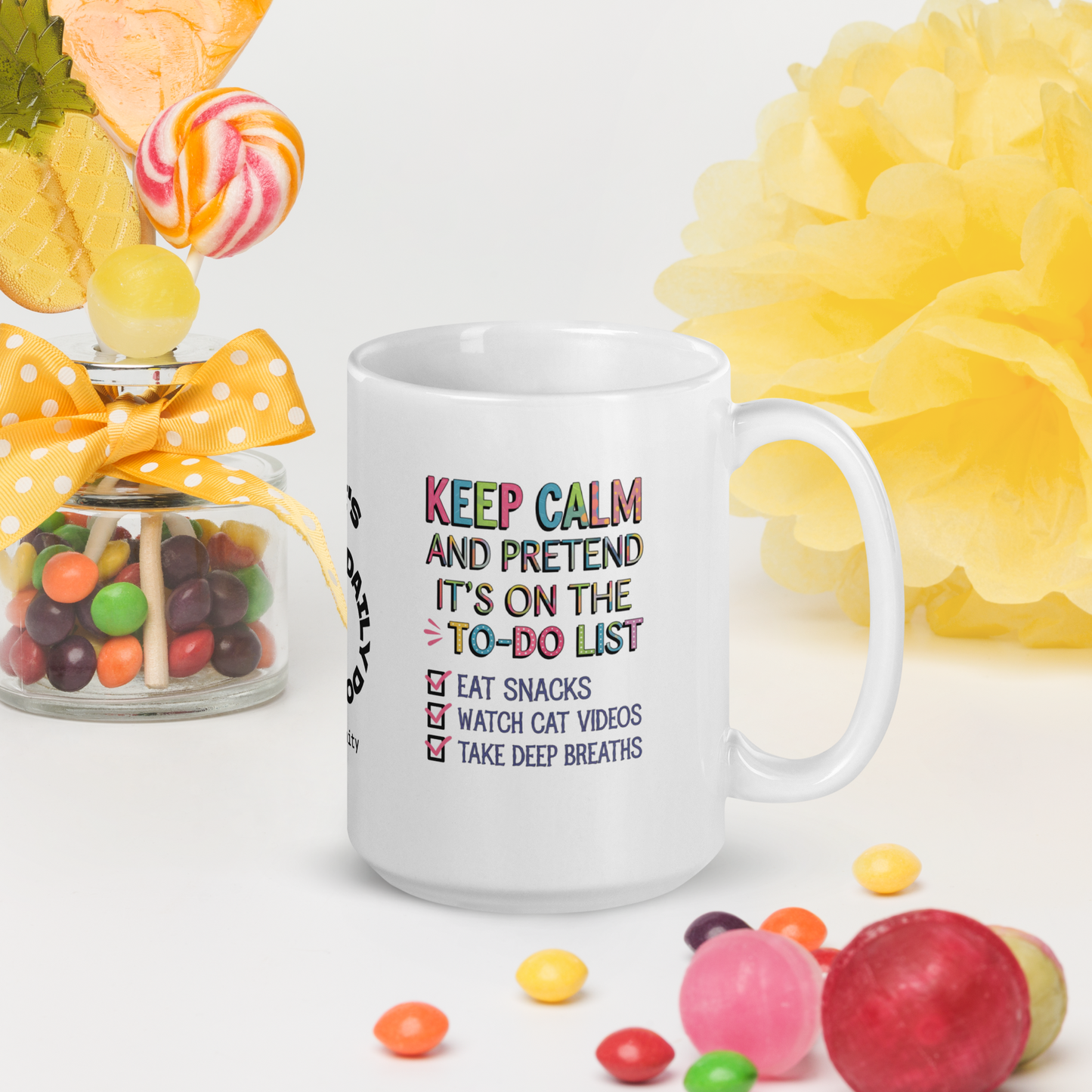 Keep Calm and Pretend It’s on the To-Do List funny mug ceramic coffee cup, playful saying for mornings
