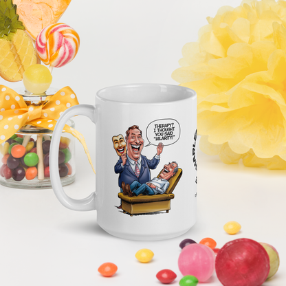 Therapy? I Thought You Said “Hilarity!” funny mug personalized ceramic coffee cup, fun humor gift