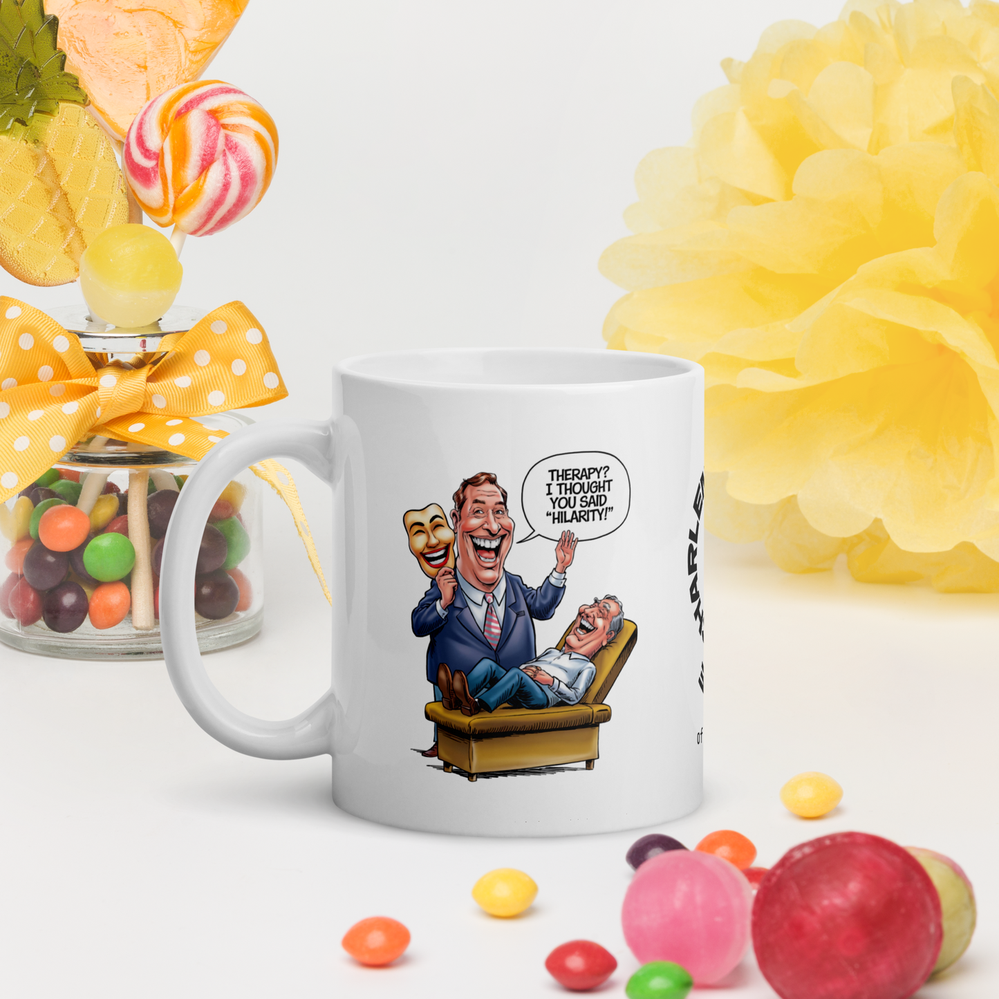 Therapy? I Thought You Said “Hilarity!” funny mug personalized ceramic coffee cup, fun humor gift