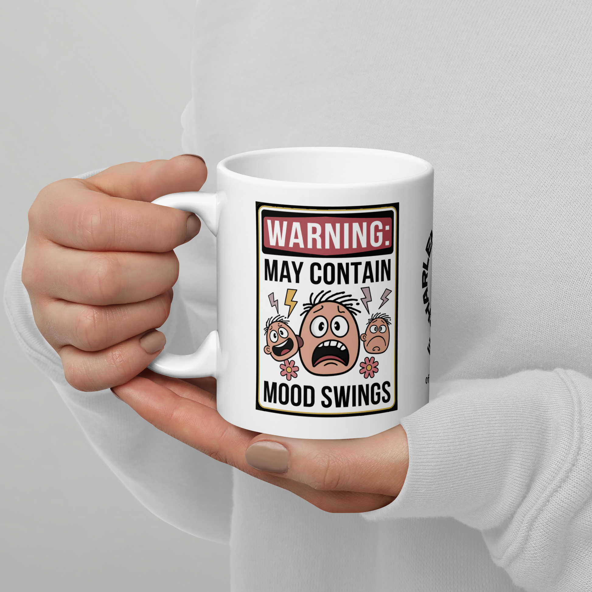 Warning: May Contain Mood Swings funny mug personalized ceramic coffee cup with fun saying gift