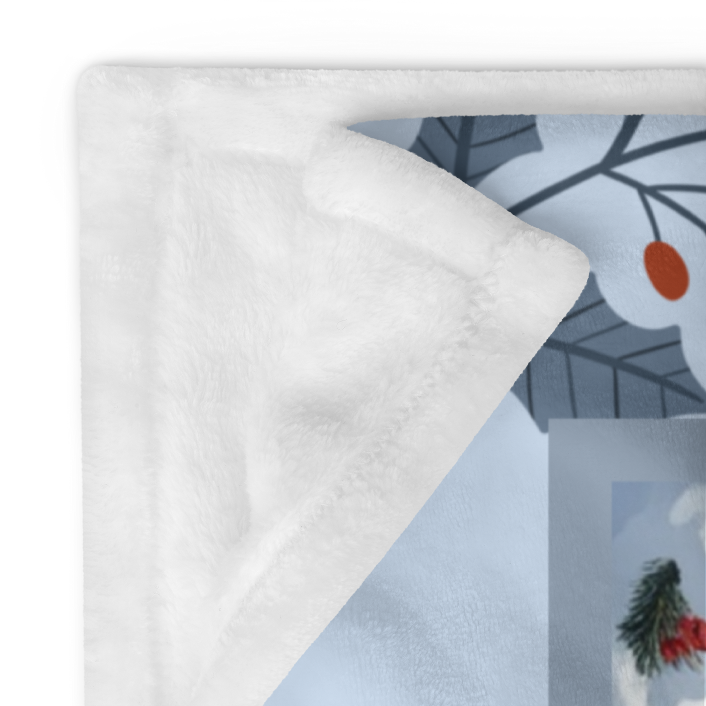 Golden Retriever Cream personalized winter throw featuring a smiling Golden Retriever in cozy snowy lodge décor