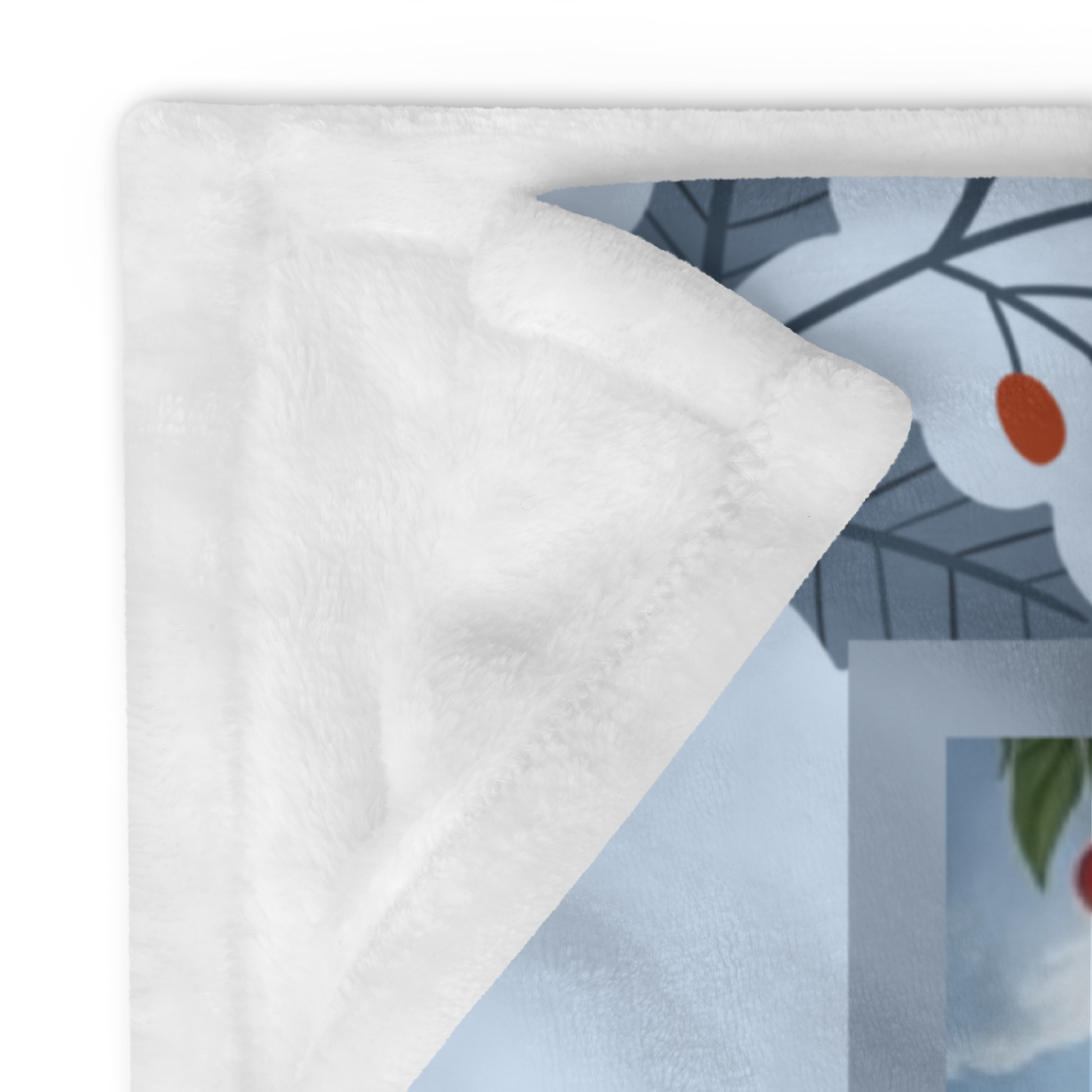 Golden Retriever White personalized winter throw featuring a white Golden Retriever in a cheerful lodge setting